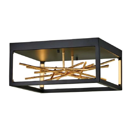 Quintiesse Styx LED Flush Pendant Black & Gold