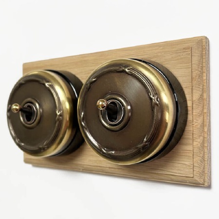 Reed And Ribbon Dome Dolly Light Switch 2 Gang Renovated Brass ...