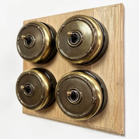 Reed And Ribbon Dome Dolly Light Switch 4 Gang Renovated Brass Black ...