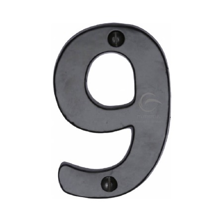 Heritage Numerals 9 FB351 Black Iron Rustic