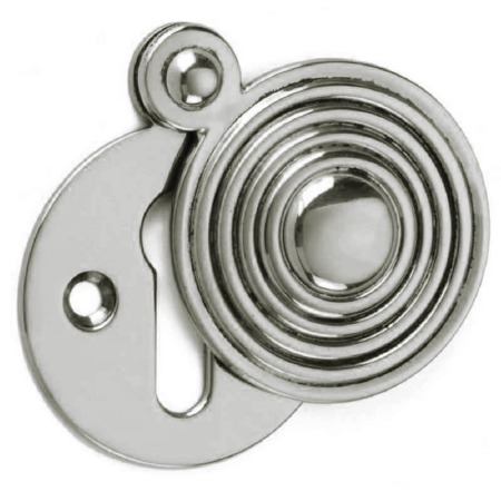 Round Reeded Escutcheon Polished Nickel