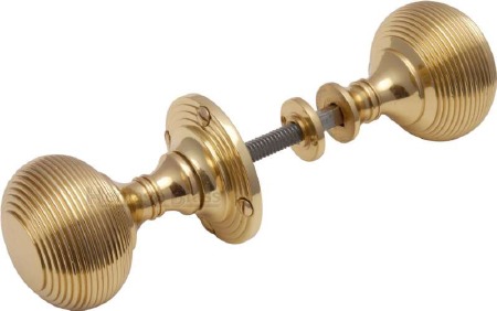 Heritage Reeded Rim Knobs RIM-V971 Polished Brass