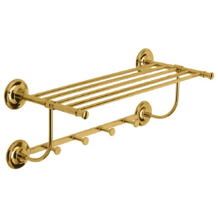 Rimini Towel Rack with Hooks Polished Brass