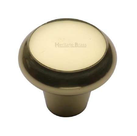 Heritage Flat Round Knob C3990 38mm Polished Brass