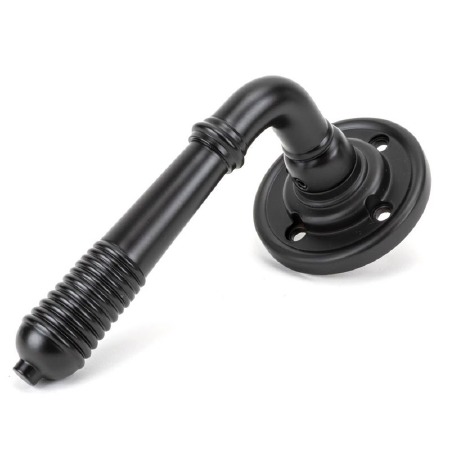 From The Anvil Reeded Round Rose Door Handles Aged Bronze