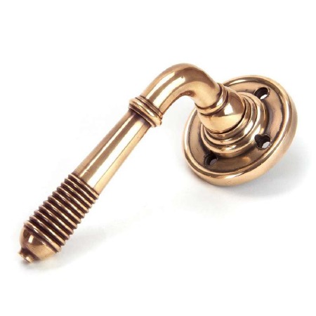 From The Anvil Reeded Round Rose Door Handles Polished Bronze