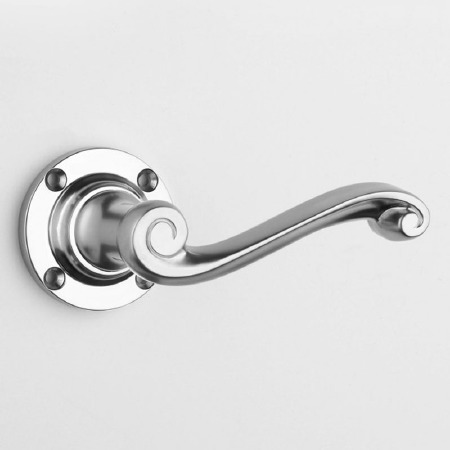 Aston Sroll Round Rose Door Handle Polished Chrome