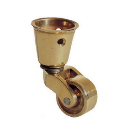 Round Socket Castor 22mm Polished Brass Unlacquered Set of