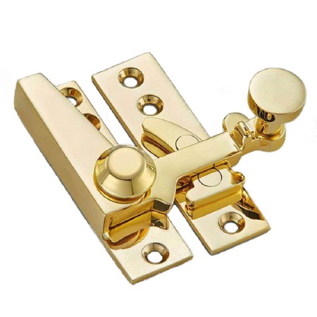 Quadrant Arm Sash Fastener Polished Brass Unlacquered