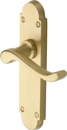 Heritage Savoy Latch Door Handles S610 Satin Brass Lacquered