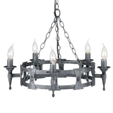 Elstead Saxon 5 Light Chandelier Silver
