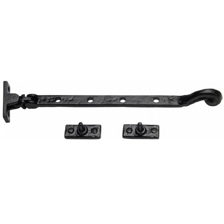 Heritage Tudor Scroll Casement Stay TC380 10" Black Ironwork