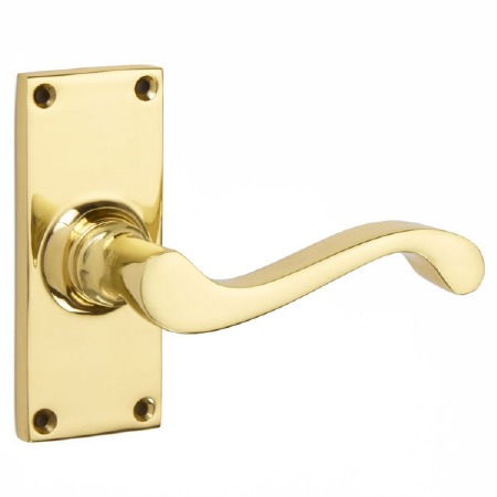Shrewsbury Latch Door Handles Polished Brass Unlacquered