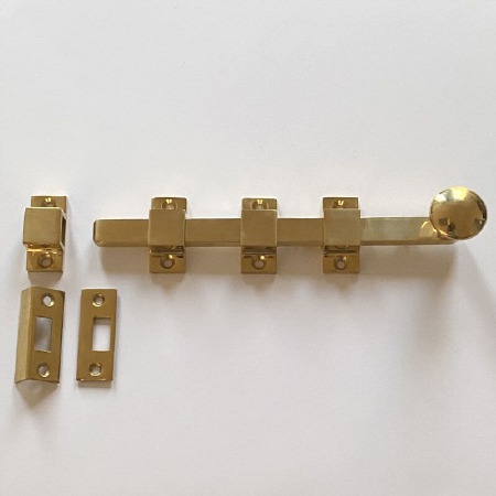 Aston Skeleton Door Bolt 200mm Polished Brass Unlacquered