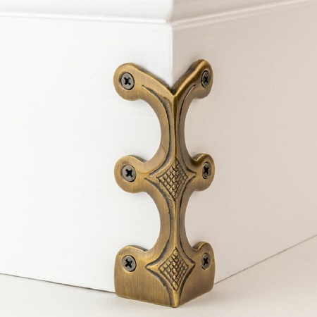 Skiffer Skirting Board Corner Protector Antique Brass 107mm