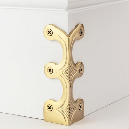 Skiffer Skirting Board Corner Protector Satin Brass 107mm