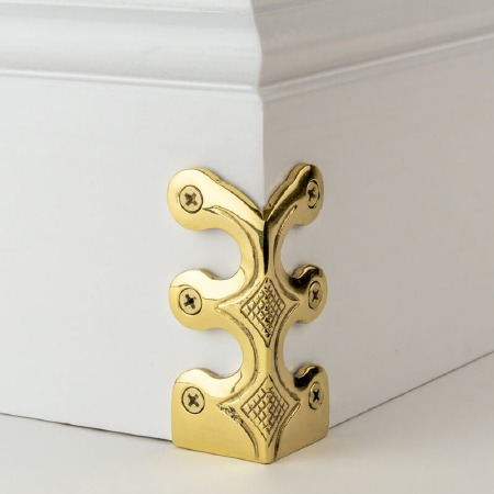 Skiffer Skirting Board Corner Protector Polished Brass 75mm