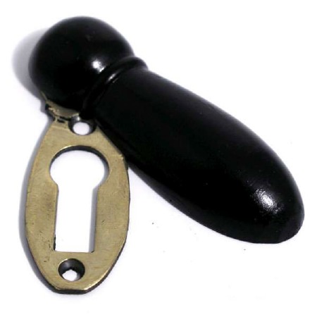 Skittle Covered Escutcheon Ebonized Wood & Brass