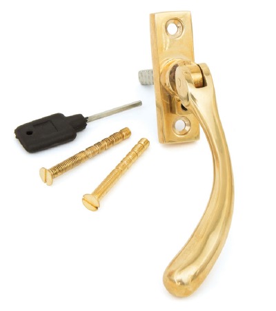 From The Anvil Slim Peardrop Espag Window Handle Polished Brass