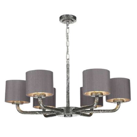 David Hunt Sloane 6 Light Pendant with Shades Pewter