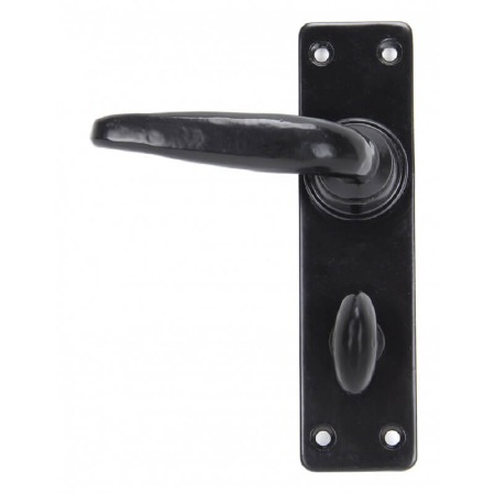 From The Anvil Smooth Cast Bathroom Door Handles Black Smooth