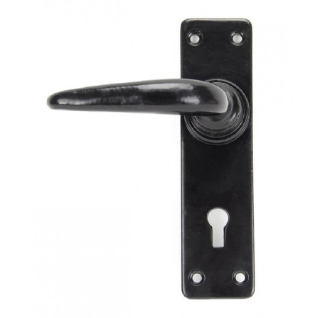 From The Anvil Smooth Cast Door Lock Handles Black Smooth