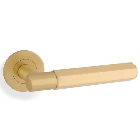 Spitfire Hex Door Handle Satin Brass - Broughtons Lighting & Ironmongery