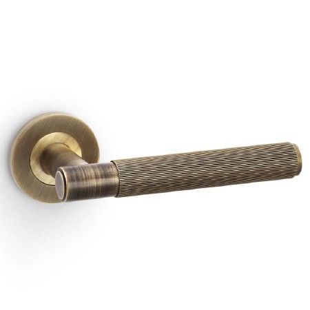 Spitfire Reeded Door Handle Antique Brass