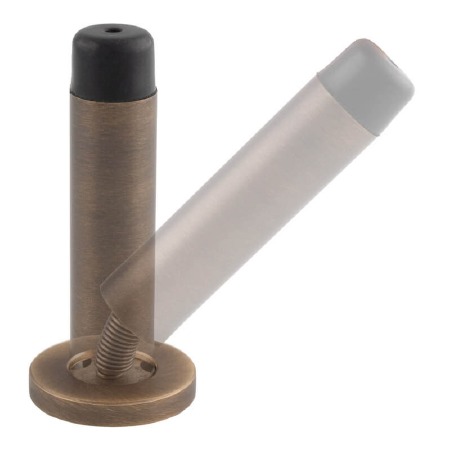 Pedestal Sprung Door Stop Antique Brass Lacquered