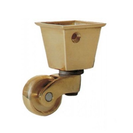 Square Socket Castor 35mm Polished Brass Set of 4