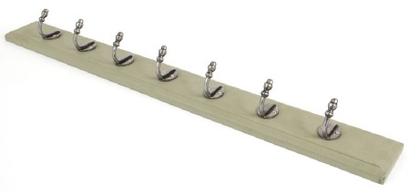 From The Anvil Stable Coat Rack on Green Painted Wood