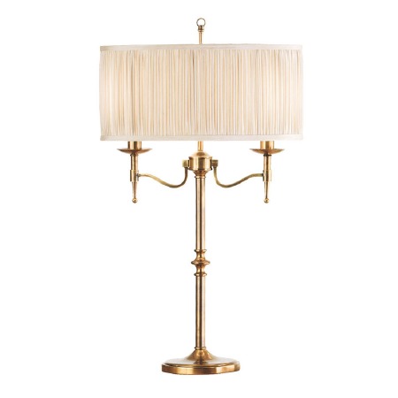 Stanford Table Lamp & Shade Antique Brass Beige Shade