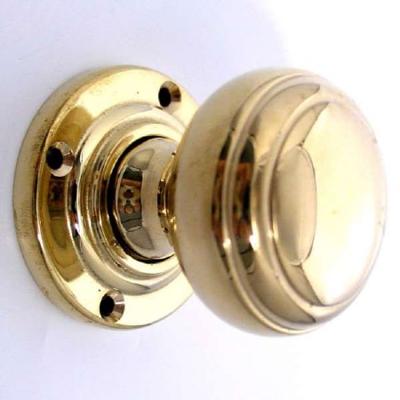 Aston Stepped Bun Door Knobs Polished Brass Unlacquered 44mm