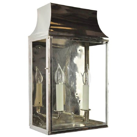 Strathmore Flush Outdoor Wall Lantern Medium Polished Nickel