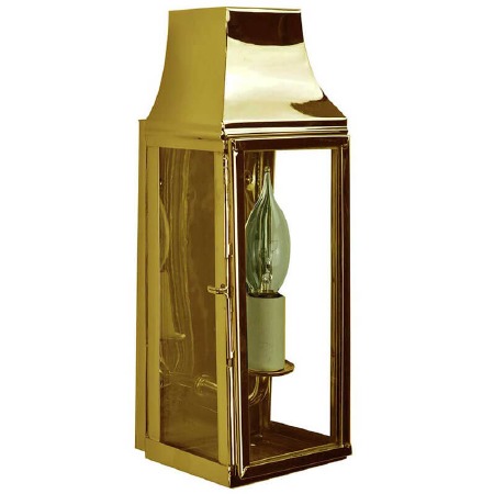 Strathmore Slim Flush Outdoor Wall Lantern Polished Brass