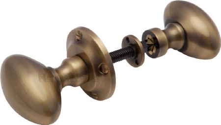 Suffolk V960-AT Antique Brass Oval Mortice Door Knobs - Brass Door