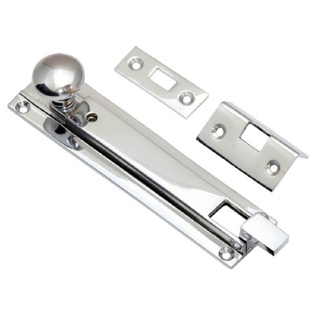 Surface Bolt Cranked & Locking 6" Chrome