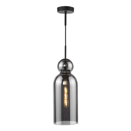 Tao Single Pendant Light Black & Smoked Glass