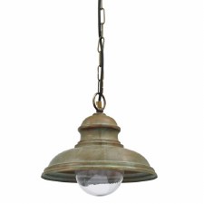 Como Hanging Ceiling Light Aged Copper Large Glass