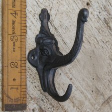 Elephant Hat & Coat Hook Waxed Iron