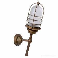 Torcia Angled Wall Light 1851 Aged Copper Opal Glass