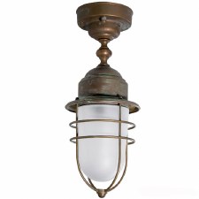 Torcia Fixed Porch Light 1854 Aged Copper Opal Glass