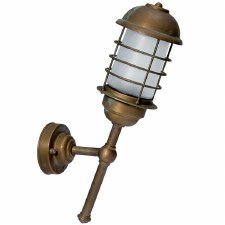 Torcia Angled Wall Light 1871 Aged Copper Opal Glass