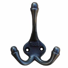 New Cast Iron Double Robe or Coat Hook in Antique Iron Finish