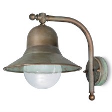 Campanula Outdoor Wall Light 2092 Aged Copper & Clear Glass