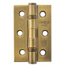 Grade 7 Ball Bearing Butt Hinges 3" x 2" Matt Antique Brass