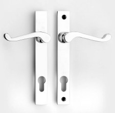 Aston Flat Scroll Multipoint Handles 92mm Sprung Left Hand Polished Chrome
