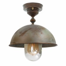 Circle Semi Flush Porch Light 3241 E27 - Clear & Aged Copper