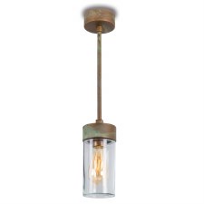 Silindar Porch Pendant Light 3358 Aged Copper Clear Glass