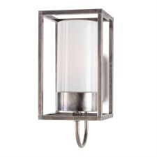 Cubic Outdoor Wall Light 3362 Aged Nickel Opal Glass